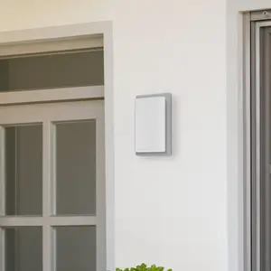 Sensor-Außenwandlampe 059, Edelstahl Opalglas 29 cm IP44 E27