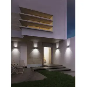 LCD Up & Down Wandleuchte LED 2fach mit Reflektor Graphit 2x7W Warmwei...