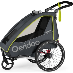 Qeridoo QUPA 1 - Kinderfahrradanhänger für 1 Kind, Farbe: Lime günstig