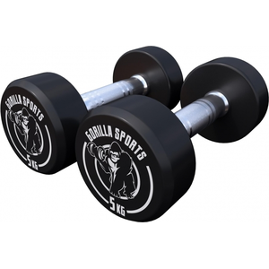 GORILLA SPORTS® Kurzhanteln 2er Set, 10 kg (2x5 kg) | Gummi, Gusseisen Kern, rutschfeste, gerändelte Griffe, Schwarz Rundhanteln, Gewichte, Hantelset günstig