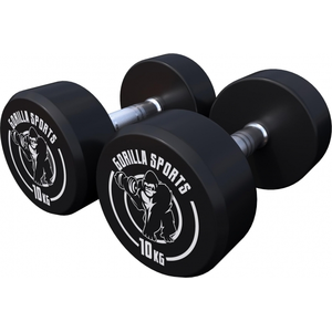 GORILLA SPORTS® Kurzhanteln 2er Set, 20 kg (2x10 kg) | Gummi, Gusseisen Kern, rutschfeste, gerändelte Griffe, Schwarz, Rundhanteln, Gewichte günstig