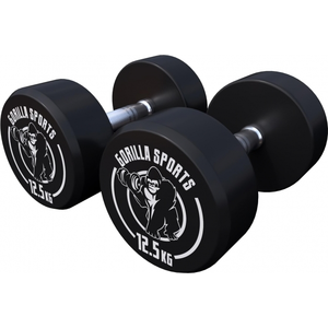 GORILLA SPORTS® Kurzhanteln 2er Set, 25 kg (2x12,5 kg) | Gummi, Gusseisen Kern, rutschfeste, gerändelte Griffe, Schwarz, Rundhanteln, Gewichte günstig
