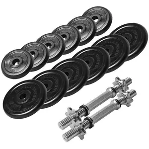 GORILLA SPORTS® Kurzhanteln - 27,5kg Set, 6x1,25kg, 6x2,5kg Gewichte, 2 Kurzhantelstangen mit 4 Sternverschlüssen, Griff gerändelt, Gusseisen, Gummiert - Hantel Set, Kurzhantelset, Hantelscheiben günstig