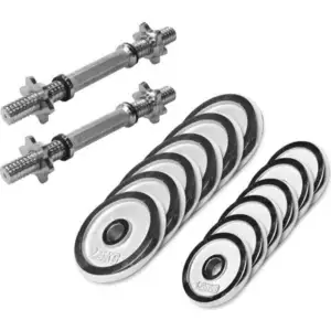 GORILLA SPORTS® Kurzhanteln - 27,5 kg, 2er Set, 6x1,25kg, 6x2,5kg Gewichte, 2 Kurzhantelstangen mit 4 Sternverschlüssen, 30mm, Griff gerändelt, aus Chrom - Hantelset, Kurzhantelset, Hantelscheiben günstig
