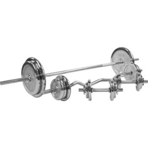 GORILLA SPORTS® Hantelset 108 kg - Langhantelstange 170 cm, SZ-Stange 120 cm, 2 Kurzhanteln, 18 Hantelscheiben aus Chrom, 30 mm, 8 Sternverschlüsse - Langhantel, Kurzhantel, Gewichte, Hantel Set günstig