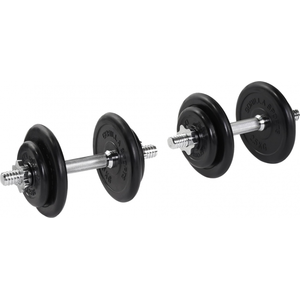 GORILLA SPORTS® Kurzhantelset - 20kg, 30mm, Gusseisen Hantelscheiben, 2 Kurzhantelstangen, 4 Sternverschlüssen, Gerändelt, Gummiert - Kurzhanteln 2er Set, Hantelstange, Gewichte, Gewichtheben günstig