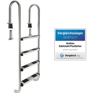 AREBOS Edelstahl Poolleiter 4 Stufen | Einbauleiter Silber inkl. Monta... günstig