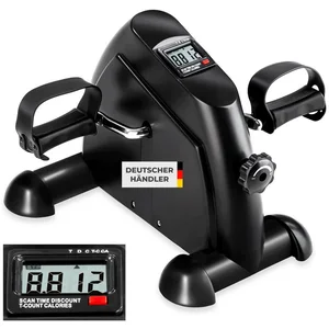 tectake Multitrainer Bewegungstrainer, leicht und platzsparend, einstellbarer Widerstand, (Mini-Heimtrainer, in schwarz), Trainingscomputer, für Beine & Arme, Pedalriemen, rutschfeste Fußenden günstig