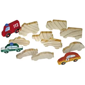 EDUPLAY 210-056 Holzfiguren Fahrzeuge, natur, 12-teilig (1 Set)