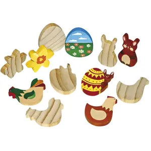 EDUPLAY 210-054 Holzfiguren Ostern, natur, 12-teilig (1 Set)