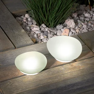 esotec Solar Glas-Leuchtsteine im 2er-Set wetterfest ECHTGLAS outdoor ...