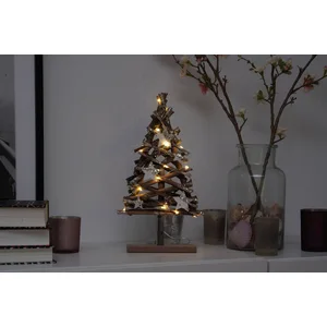 Spetebo LED Dekolicht Holz LED Weihnachtsbaum 37 cm im Naturlook, 2, L...