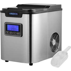 AREBOS Eiswürfelmaschine 2,2L Wassertank 3 Eiswürfelgrößen 12 kg/24h T...