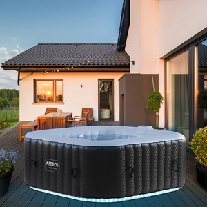 AREBOS Whirlpool, In- & Outdoor, mit LED, aufblasbar, quadratisch, 600... günstig