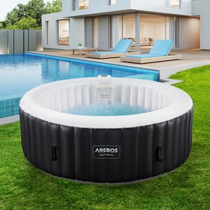 AREBOS Whirlpool, aufblasbar, 6 Pers., Ø 208 cm, 1000L, LED, 130 Düsen...