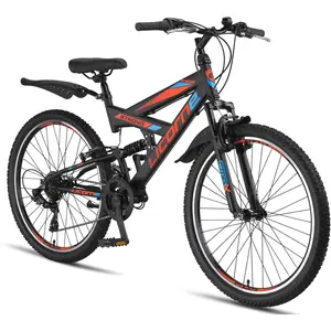 Licorne Bike Strong V Premium Mountainbike,Zoll:26;Farbe:Schwarz/Blau/Orange günstig