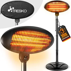 TRESKO Infrarot Stand-Heizstrahler 2000W mit Abdeckung | Wärmestrahler...