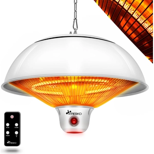 TRESKO Infrarot Deckenheizstrahler Heizstrahler weiß 1500W mit Fernbed...