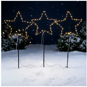 esotec LED Solarleuchte 3 Weihnachtssterne Sternenzauber, 3x40 LEDs, W...