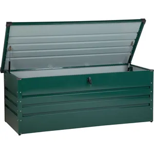 BELIANI Gartentruhe Dunkelgrün Metall 600 L 165 x 70 cm Wasserdicht Ab... günstig