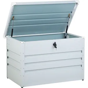 BELIANI Gartentruhe Hellgrau Metall 300 L 100 x 62 cm Wasserdicht Abschließbar mit Deckel Garten Aufbewahrungsbox Gartenbox Kissenbox Auflagenbox günstig