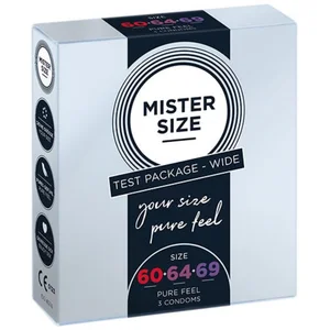 MISTER SIZE XXL-Kondome Anprobierpackung WIDE (60-64-69) 3 Größen zum Testen, Packung mit, 3 St., Maßkondome, vegan, extra dünn & extra fein, das passende Kondom in Ihrer Größe günstig