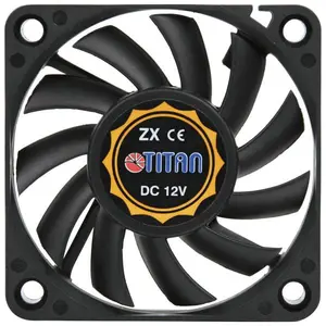 Titan Lüfter, 60 x 60 x 10 mm, mit Tachosignal, Flüssigkeits-Gleitlager 12 V DC, 15,3 mü/h, 3600 U/min, <2 (60 mm, 1x), PC Lüfter, Schwarz