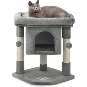 'merkloos' lionto Kratzbaum für Katzen 60 cm, mit Kuschelhöhle, Plüsch... günstig