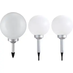 3er Set LED Außen Solarleuchten, Kugel weiß, 15 und 20 cm