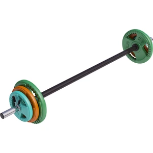 GORILLA SPORTS® Langhantel Set 19,3 kg - Aerobic, 130 cm, mit 6 Hantelscheiben, 2x1,25 kg, 2x2,5 kg, 2x5 kg Gewichte, 30mm, Gusseisen gummiert, Federverschlüsse - Hantelset, Pump Set, Langhantelset günstig