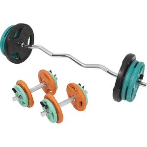 GORILLA SPORTS® Hantelset 70 kg - 4x1,25kg, 4x2,5kg, 4x5kg, 2x10kg Gewichte, SZ Curlstange 120 cm, Kurzhanteln, 30 mm, verchromt, gerändelt, Gusseisen, Gummi, Federverschlüssen - Langhantel Set günstig