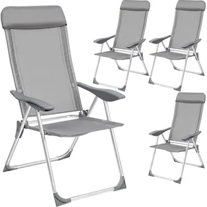 tectake® 4 Aluminium Gartenstühle klappbar mit Kopfteil günstig