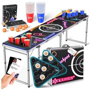KESSER Spieltisch Bier Pong Tisch, Spiel-Set mit Kartenspiel, LED, 100... günstig