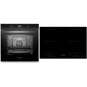 Backofen Herd Kochfeld Schwarz Induktion 77cm Timer 2 Flexzonen Slider...