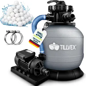 tillvex® Sandfilteranlage Pool 7.900L/h inkl. 400g Filterbälle grau | ... günstig