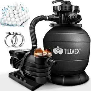 tillvex Sandfilteranlage Pool 10 m³/h inkl. 800g Filterbälle schwarz |... günstig
