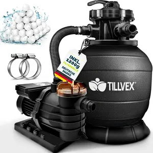tillvex® Sandfilteranlage Pool Schwarz 13.200L/h bis 40.000L + 1200g F... günstig