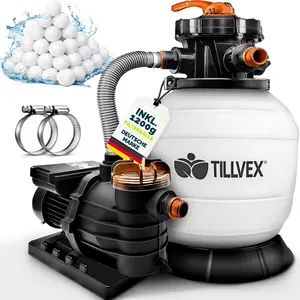 tillvex® Sandfilteranlage Pool Weiß/Orange 13.200L/h bis 40.000L + 120... günstig