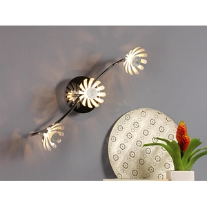 Eco-Light Dreiflammige florentiner Blumen Motiv LED Deckenlampe aus Metall in Blattsilber günstig
