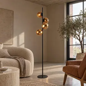 Eco-Light LED-Stehlampe ALTAIR Glaskugel 160 cm, Bernstein modern fürs Wohnzimmer.Farbe:Bernstein günstig