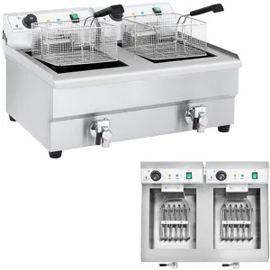 Doppelkammer-Gewerbefritteuse mit Wasserhähnen 230V 2x16L günstig