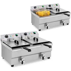 Doppelte Elektrofritteuse mit Hahn 230 V 2 x 3200W 2 x 13 L günstig
