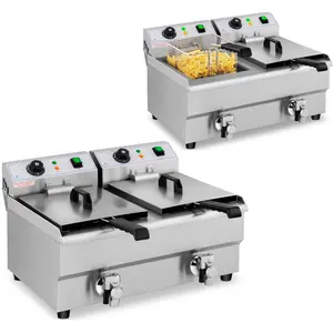 Doppelte Elektrofritteuse mit Hahn 230 V 2 x 3000W 2 x 10 L günstig