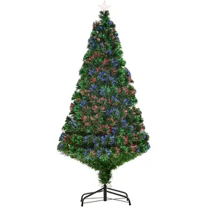 HOMCOM Weihnachtsbaum künstlicher Christbaum 150 cm mit LED Lichtfaser...