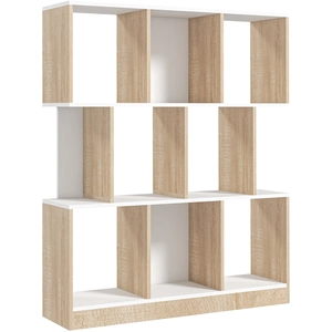 HOMCOM Bücherregal Standregal Büroregal Aktenregal für Büro Wohnzimmer Arbeitszimmer Spanplatte Natur+Weiß 100 x 24 x 124 cm Aosom günstig