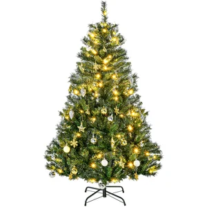 HOMCOM Weihnachtsbaum Tannenbaum mit Deko 120 LEDs 511 Spitzen Ø95 cm ...