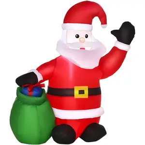 HOMCOM LED Weihnachtsfigur aufblasbar Schneemann Weihnachtsmann 70x45x...