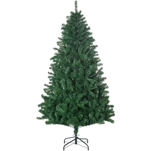 HOMCOM Weihnachtsbaum 1,8 m Kunsttanne mit 1492 Zweigen, PVC grün, sta...