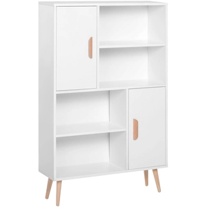 HOMCOM Kommode Sideboard Schubladenkommode Highboard Schrank Anrichte Schuhschrank Küchenregal Küchenschrank mit 2 Türen 5 Fächern Weiß Aosom günstig