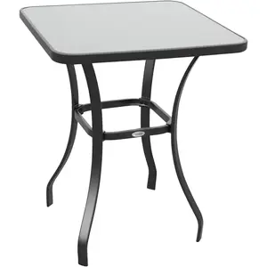 Outsunny Gartentisch quadratisch Glastisch wetterfest Schwarz 68,5x68,... günstig